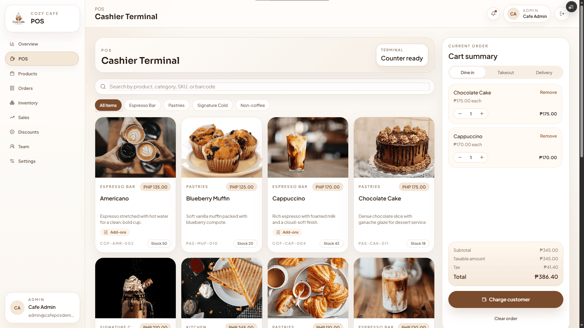 Cafe POS - Web-Based Point-of-Sale System project screenshot